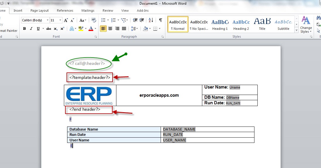 Oracle Apps Technical Concepts and FAQs. Creating Header In XML Template.