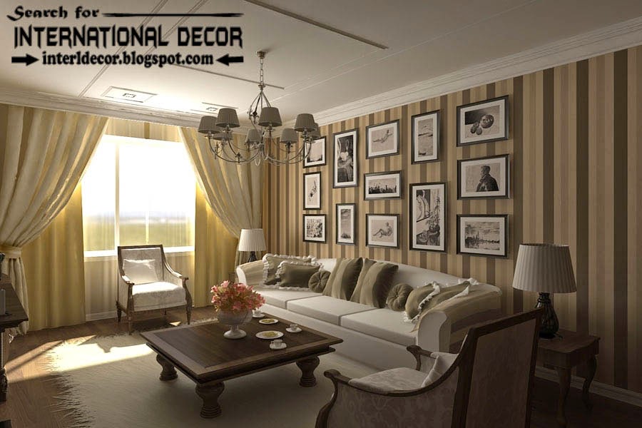 classic English style in the interior, English interior wall stripes and frames