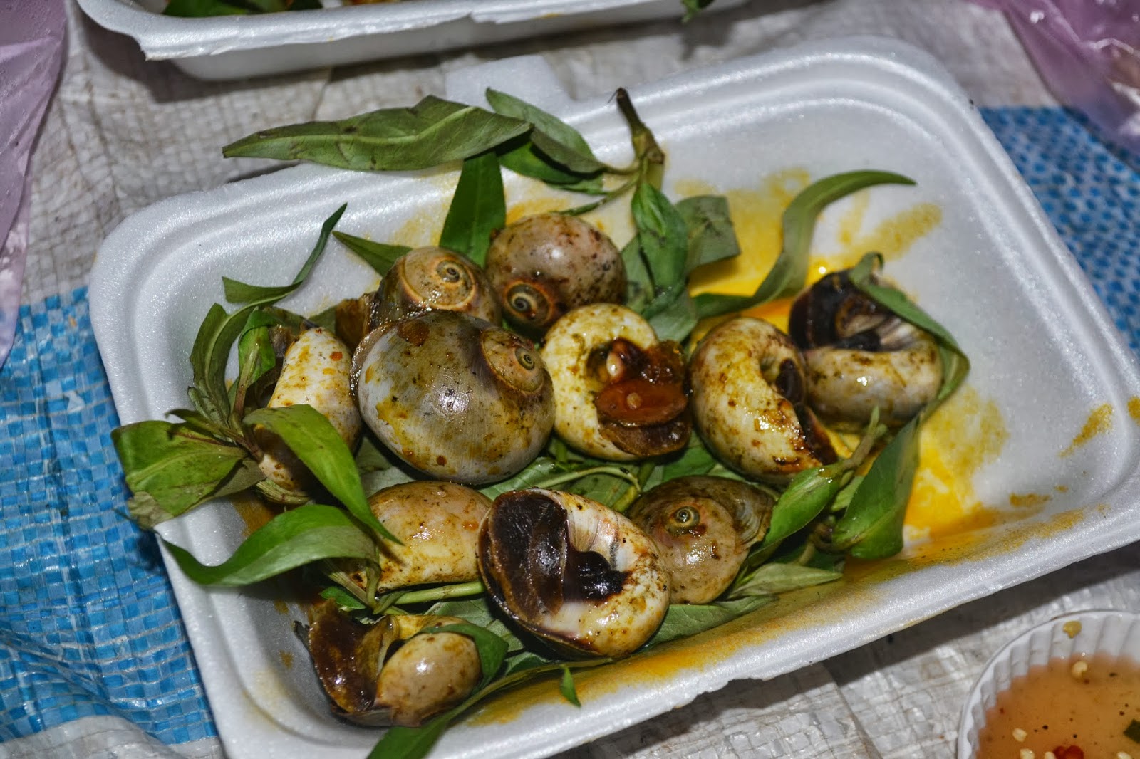 eating periwinkle snail in vung tau, vietnam