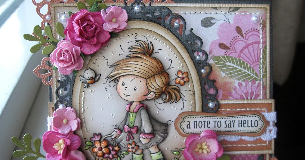 Wild Orchid Crafts Peggy with pink flowers