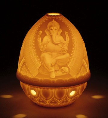 Rechargeable Led Lladro Veena Ganesha Lithophane Votive Rechargeable Led Lladro Veena Ganesha Lithophane Votive