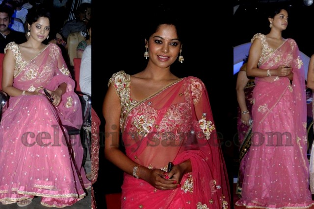 Bindu Madhavi in Pink Net Saree