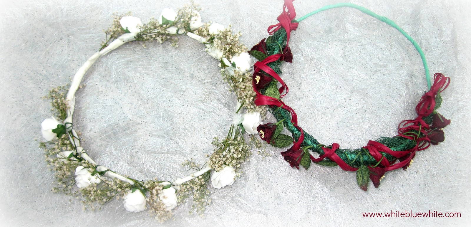 whitebluewhite Tiara de flores medieval