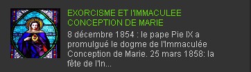 EXORCISME ET l'IMMACULEE CONCEPTION DE MARIE