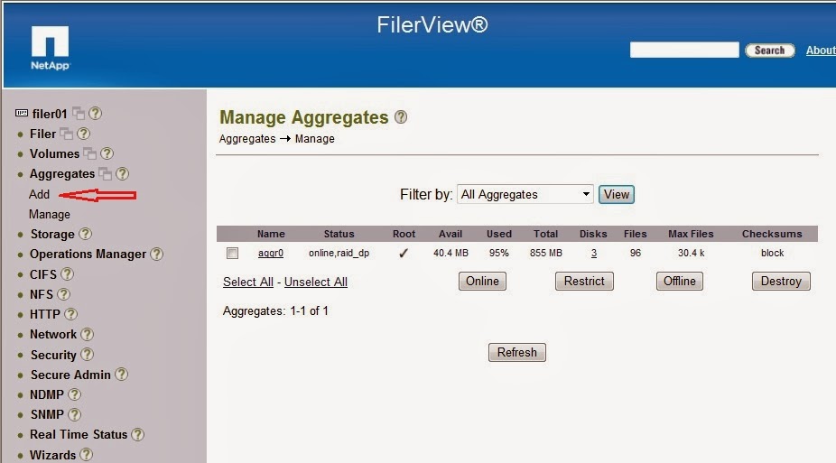 Security, networking and system integration NetApp aggregate creation