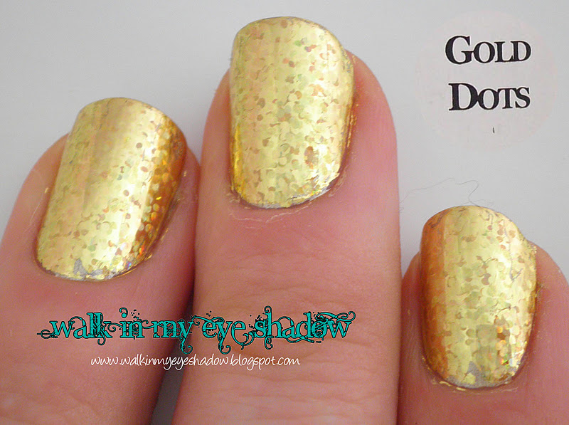 Nail art foil adhesive (www.dollarnailart.com). Gold Dots nail art foil