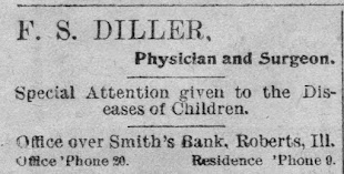 F. S. Diller, M. D. 1903 Ad