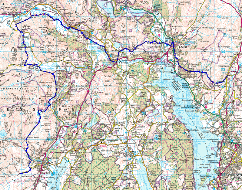 My Walking Log MAP Troutbeck Coniston