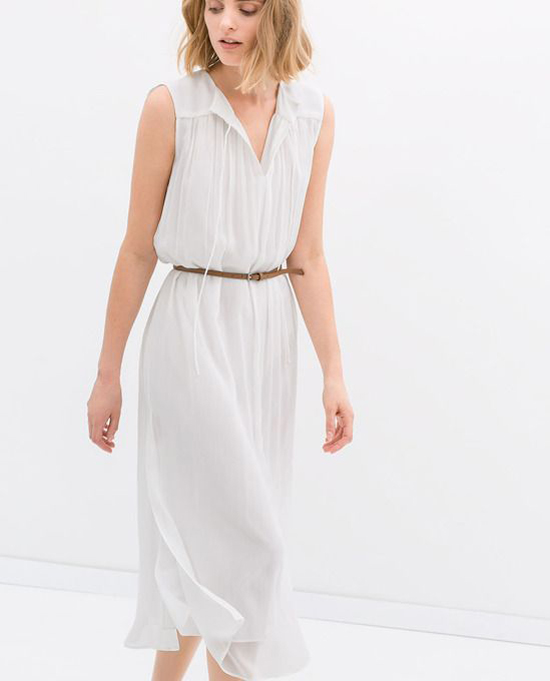 Fashion: Long dress with belt from Zara.