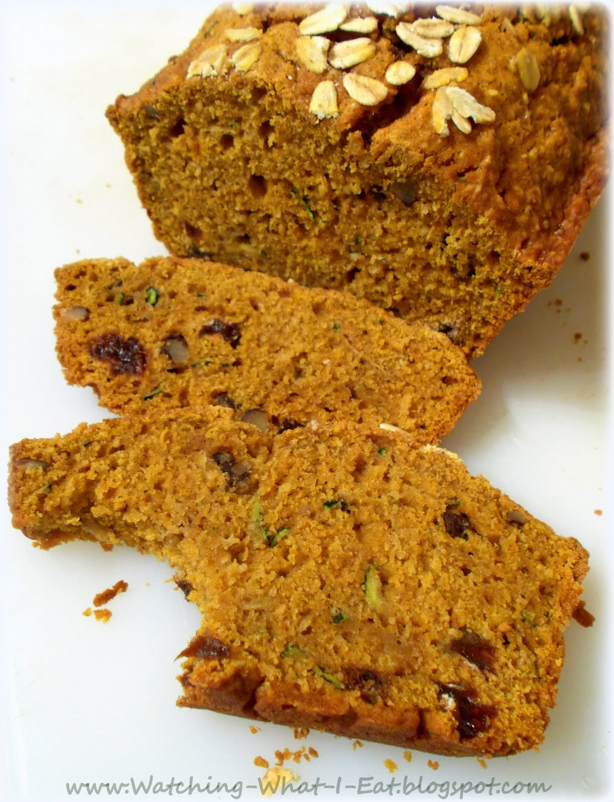 Watching What I Eat Zucchini Spiced Pumpkin Oat Bread