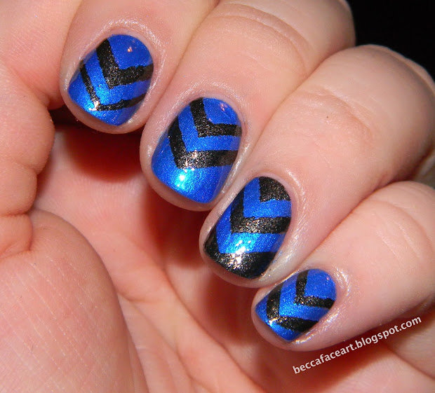 becca face nail art blue and grey
