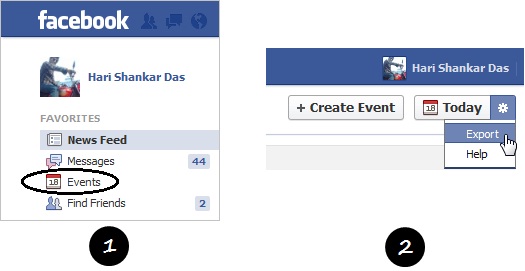 Go to Events and click on Export Go to Events and click on Export