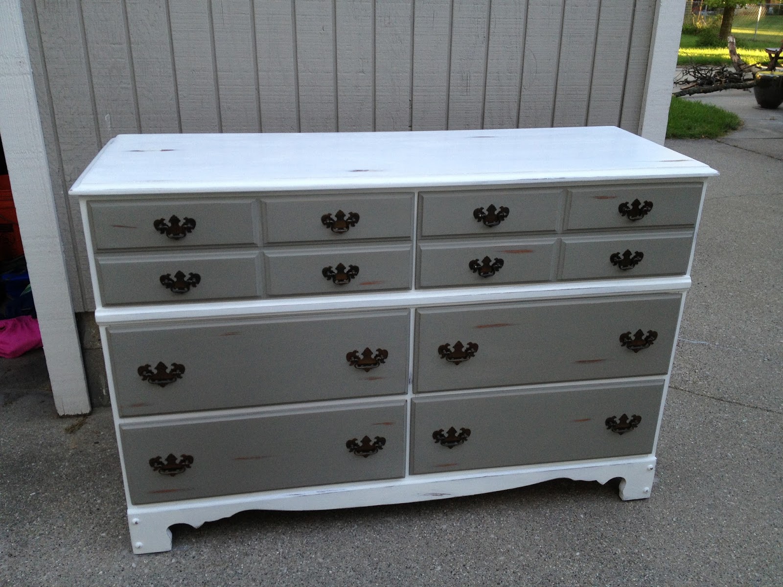 Vintage Redefined Dark Grey and White Dresser with Cedar Drawers