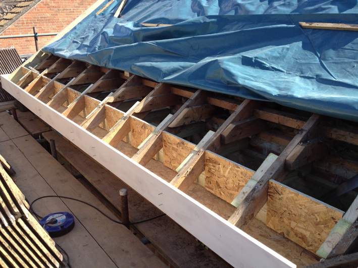 front soffit/eaves work finished, including fasciaboard. The OSB