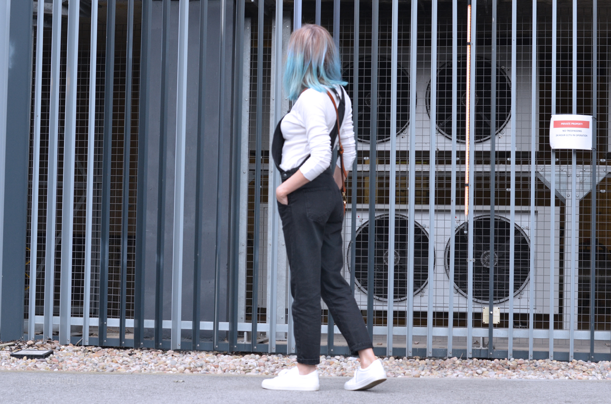 Black Topshop Dungarees on Rock On Holly Blog