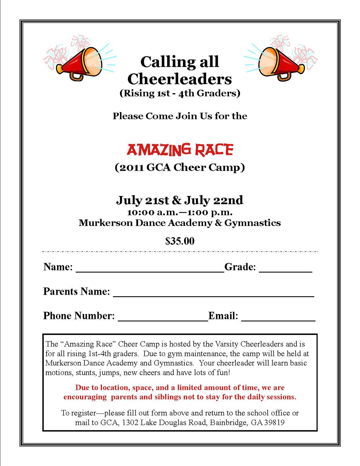 cheerleading superlatives
Grace Christian Academy: GCA Cheer Camp - July 21st cheerleading superlatives
Grace Christian Academy: GCA Cheer Camp - July 21st