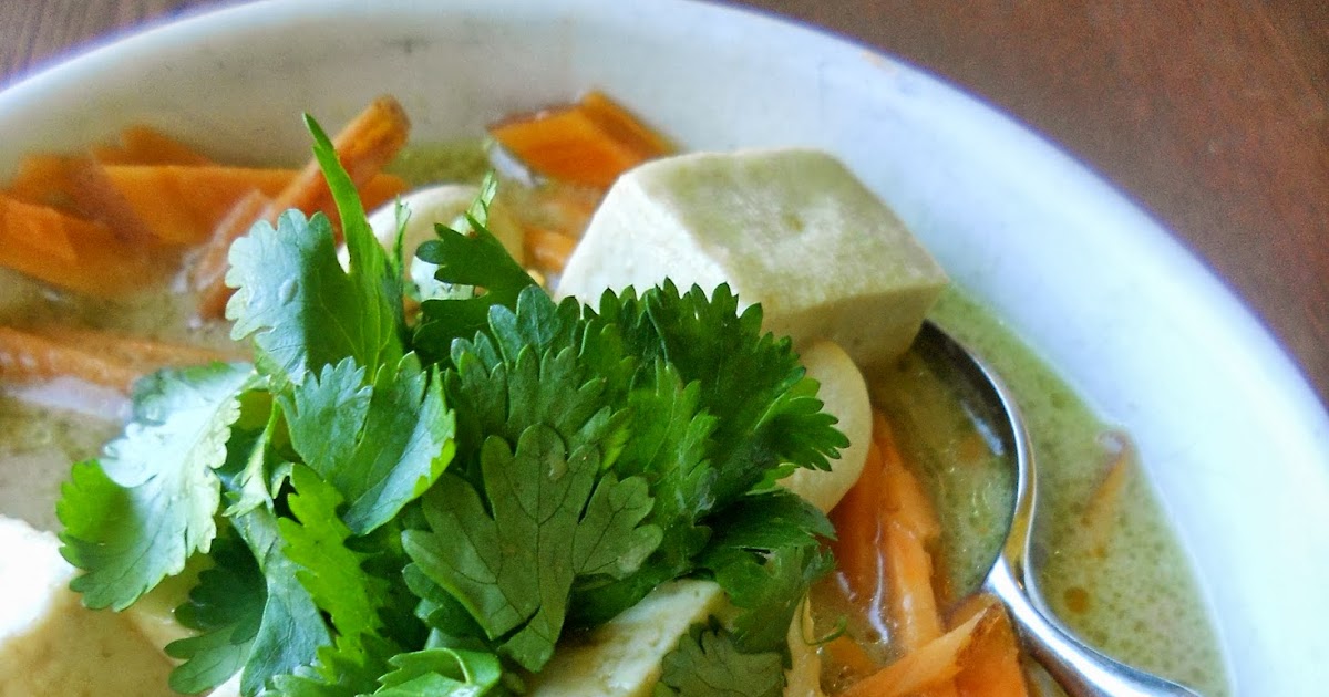Savouring Stella Green Curry Tofu over Sweet Potato Noodles