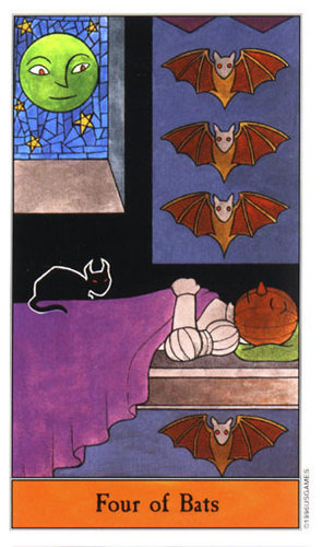 Tarot Halloween: Cuatro de Murciélagos