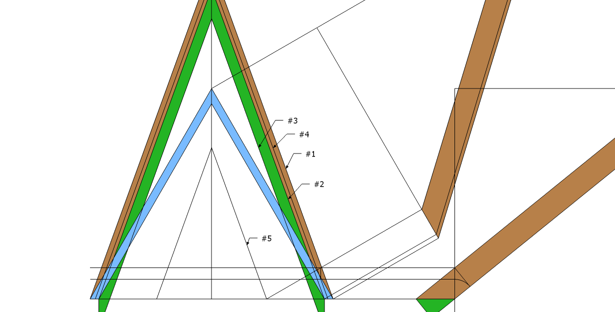 Drawing with Miter & Claw Lines for a Plumb Hip Rafter