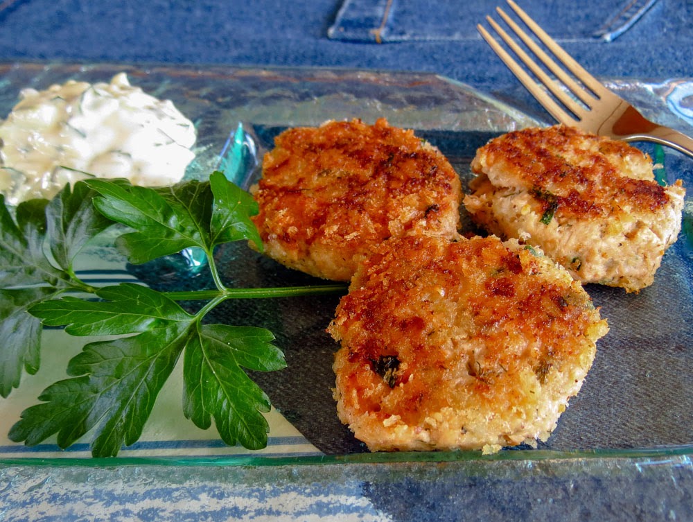 OnTheMoveIn the Galley Salmon Croquettes with Creamy Cucumber Tartar