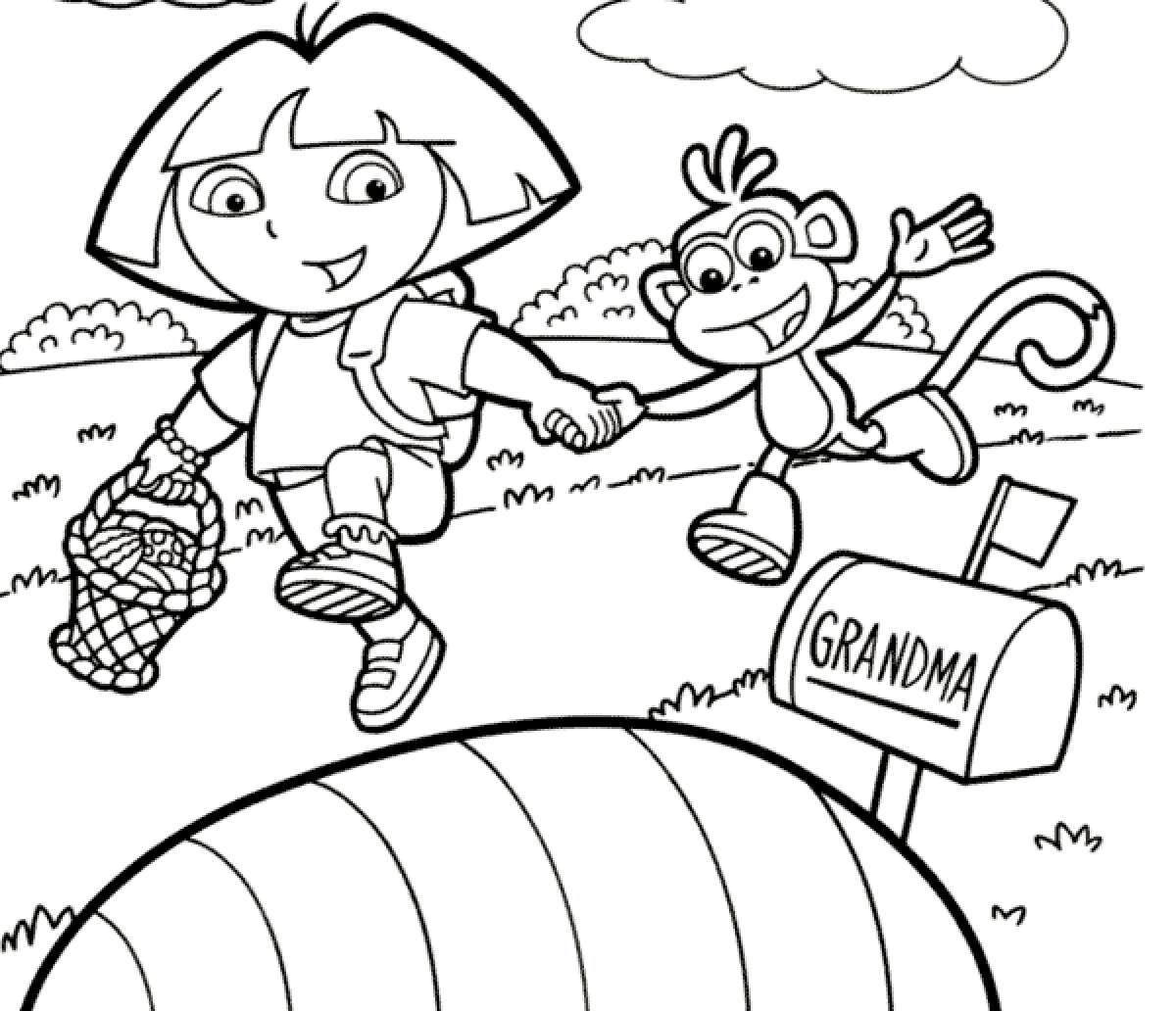 Dora And Boots Coloring Page Free wallpaper