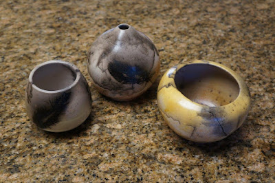 Horsehair raku pottery vases.