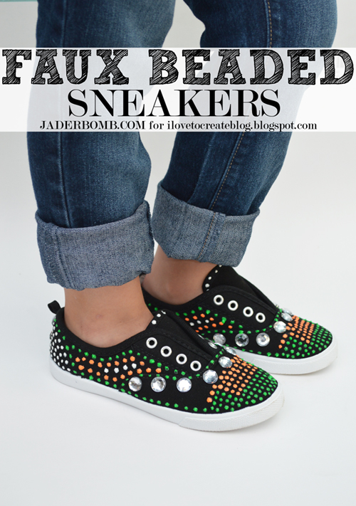 iLoveToCreate Blog HOW TO MAKE FAUX BEADED SNEAKERS