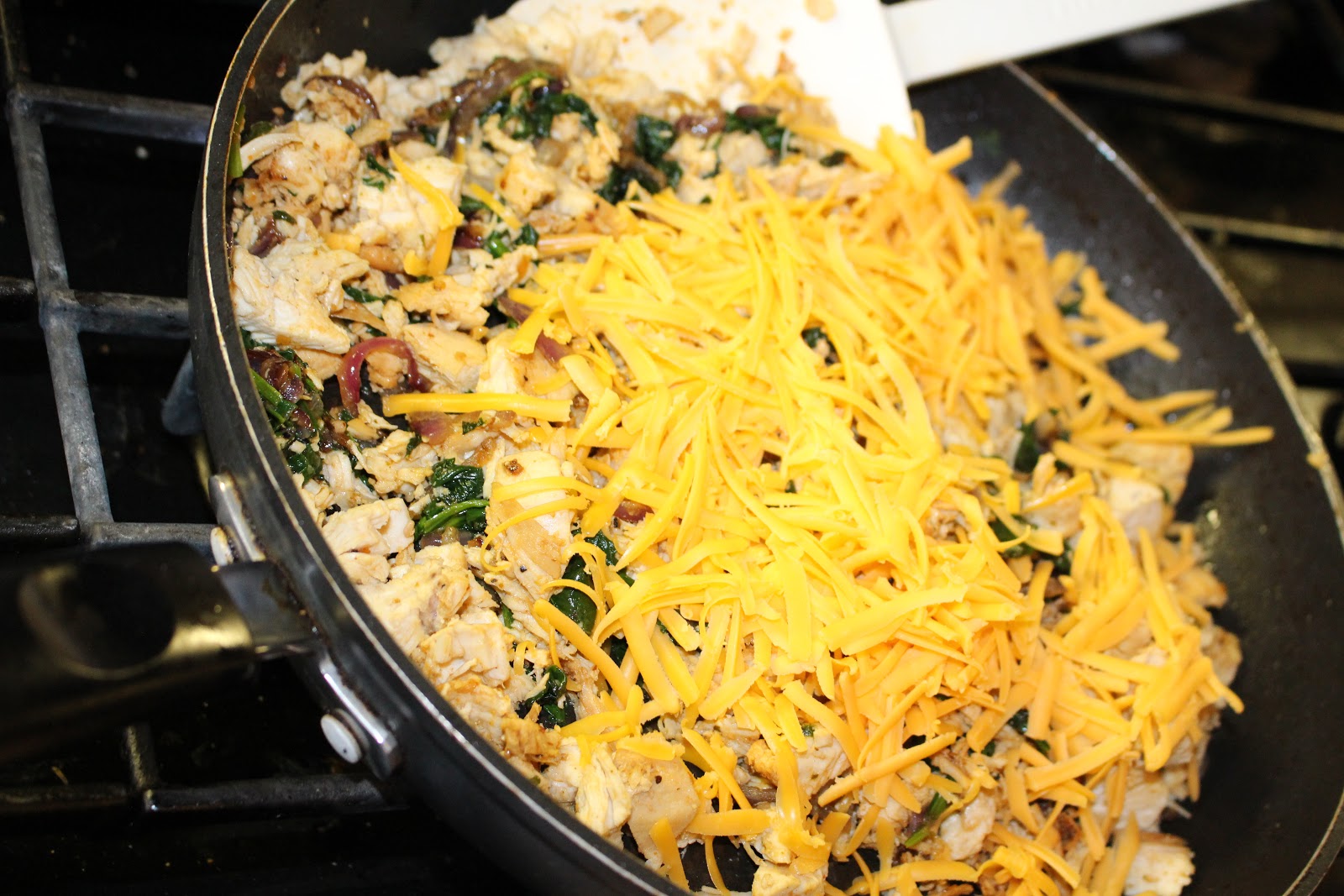 Jenn's Random Scraps Cheesy Chicken Spinach Enchiladas in Jalapeño