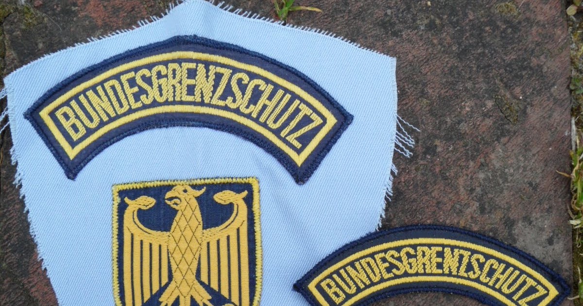 Form Bundesgrenzschutz BGS Armabzeichen Adler gold auf blau Lurex 2 sx296