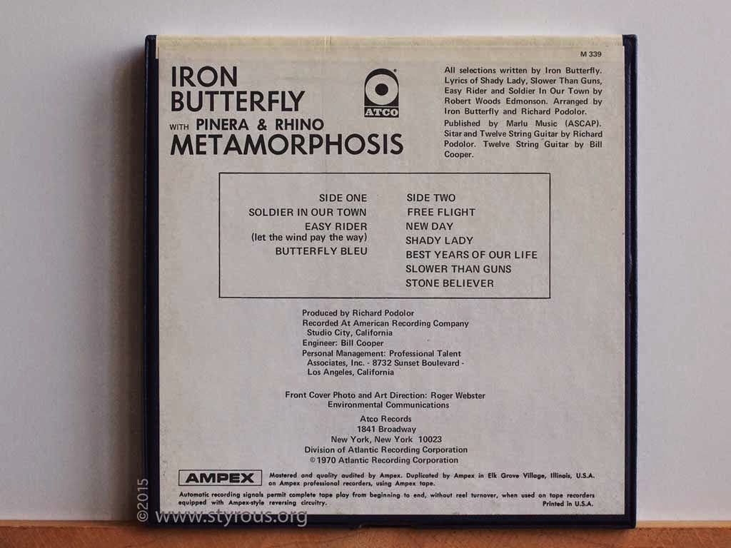 The Styrous® Viewfinder 101 ReeltoReel Tapes 103 Iron Butterfly