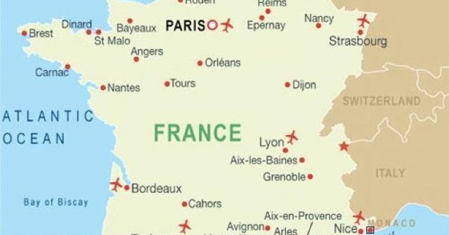 A visual representation of France's bordering countries, presumably in French. Prepare your Duolingo!