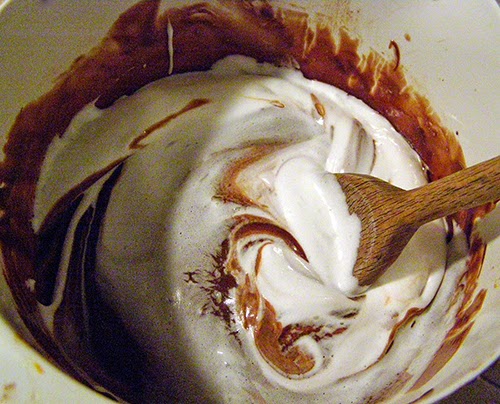 Mixing Together Egg White and Chocolate