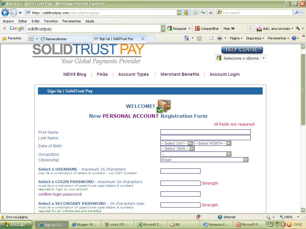 Mudando a Vida Como criar sua conta no STP para receber