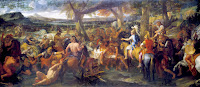 Un vencido rey Poro se muestra ante Alejandro tras la batalla del río Hidaspes, en este óleo de Charles le Brun. Siglo XVIII. Museo del Louvre.