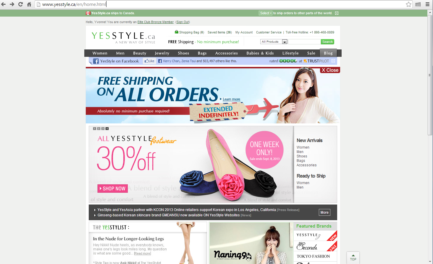 a simple moment Yesstyle extends their free shipping offer to