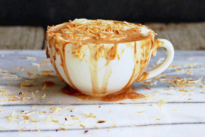 Milk and Honey Coconut Hot Chocolate Latte with Whipped Coconut Cream