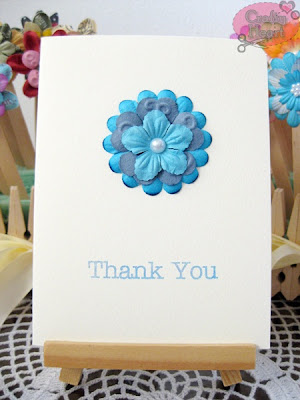 Handmade Card - Floral Thank You in Blue