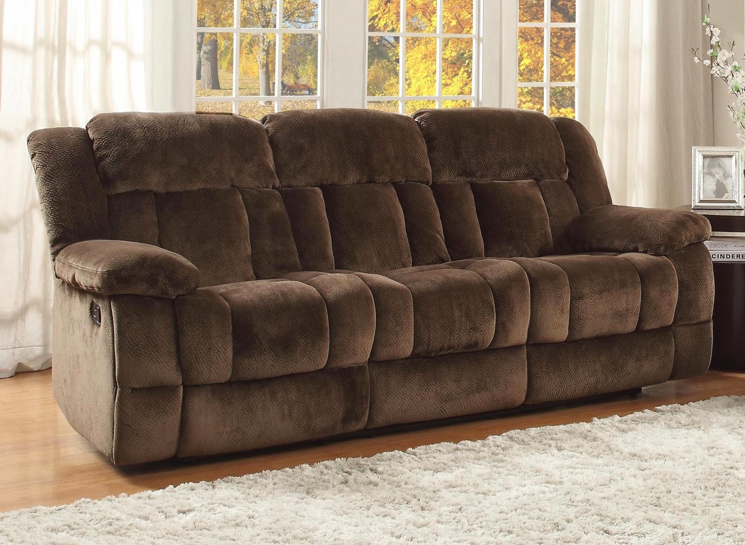 Homelegance Laurelton Textured Plush Microfiber Motion Reclining Homelegance Microfiber Motion Reclining Sofa