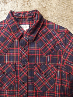 fwk by engineered garments western shirt in blue/red lurex plaid