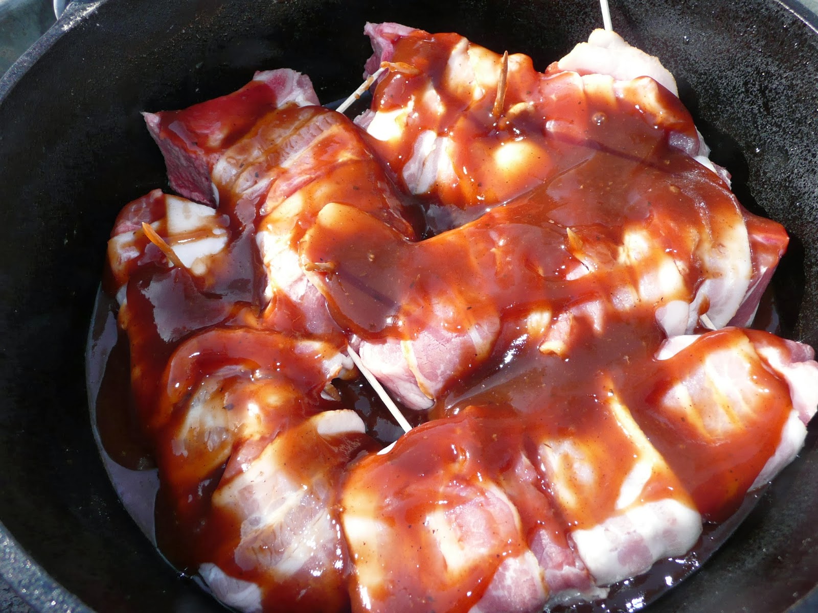 Everyday Dutch Oven Bacon Wrapped BBQ Country Ribs