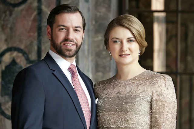 New official portraits of Hereditary Grand Duke Guillaume and Hereditary Grand Duchess Stéphanie of Luxembourg