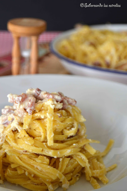 Fettuccine Con Nata Y Bacon {sin Lactosa}
