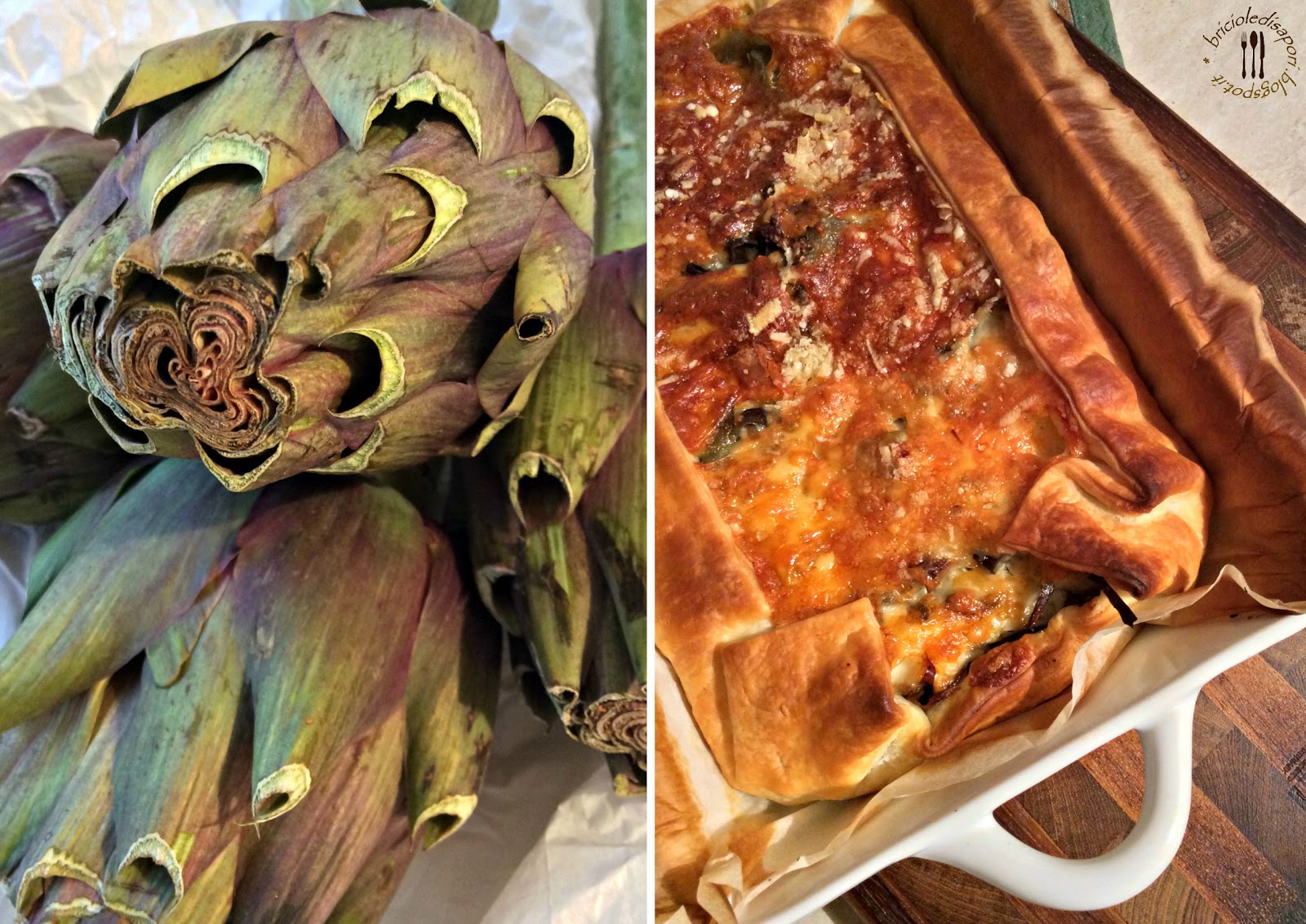 Torta salata con carciofi e Asiago. L'ingiusta fine di un fiore incompreso...