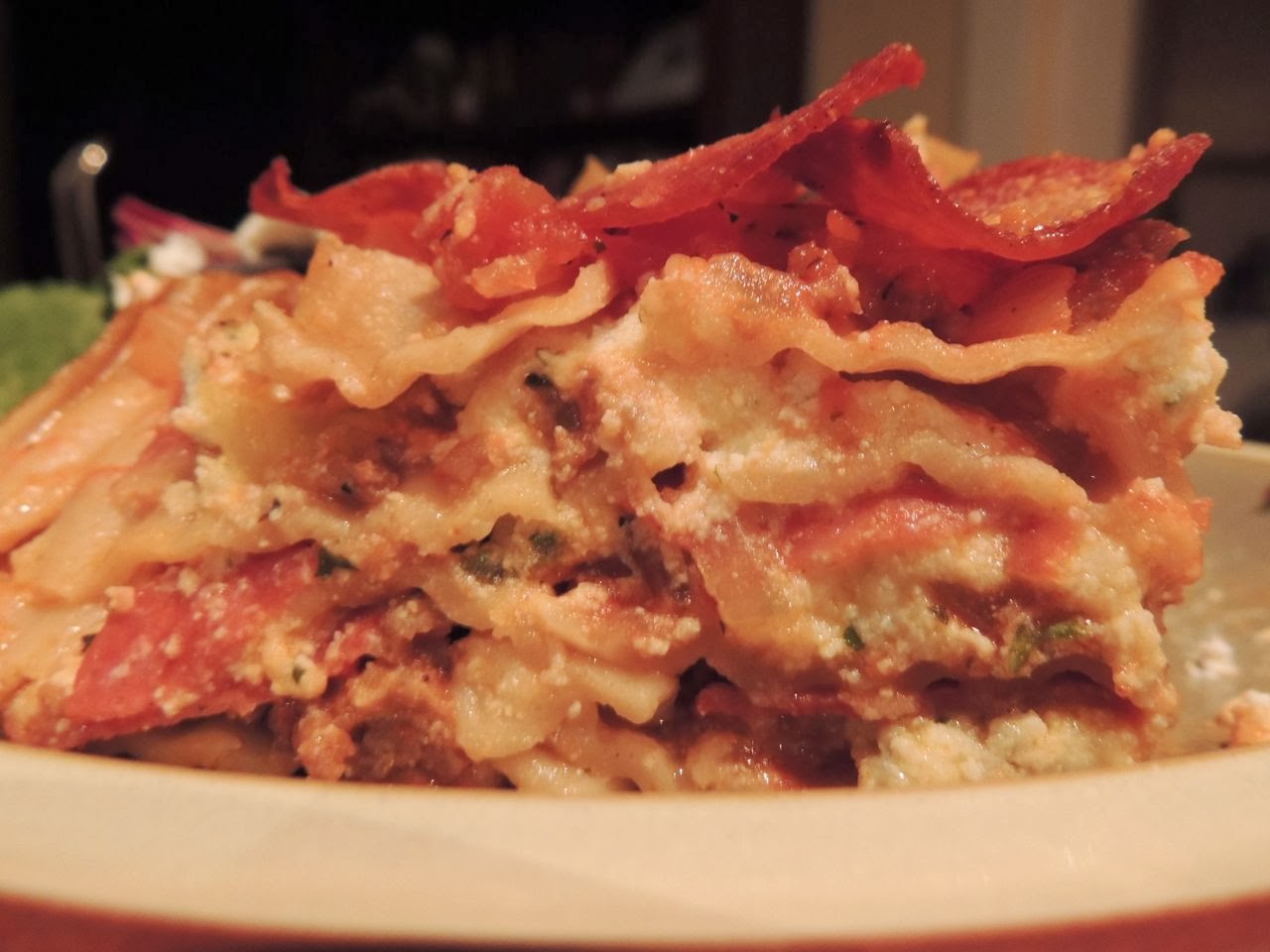 Eat Drink And Be Me Spicy Sausage & Pepperoni Lasagna