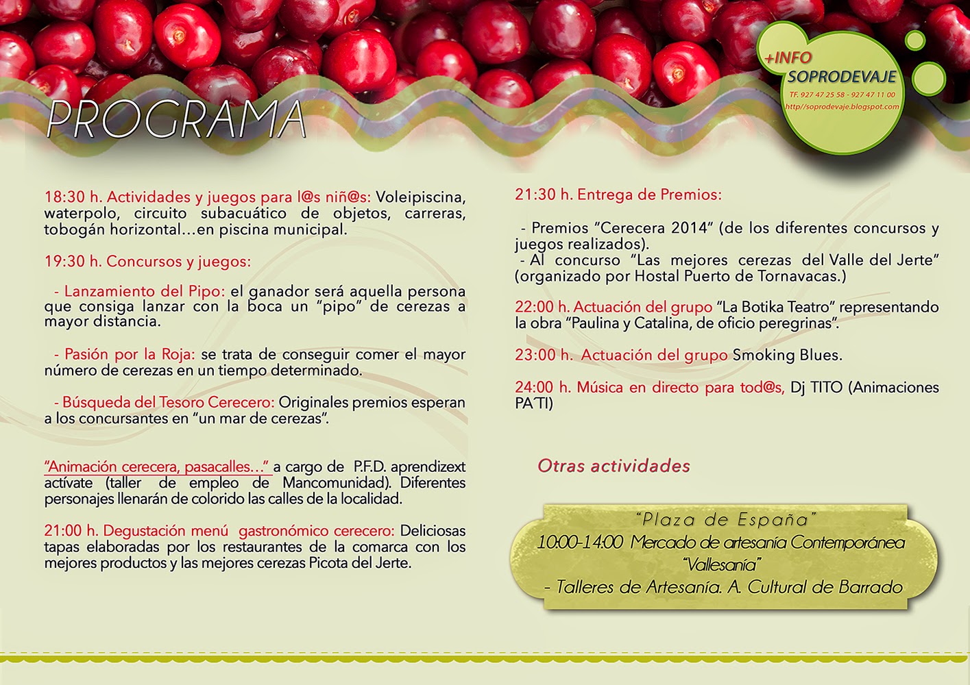 Programa Convivencia Cerecera 2014. Valle del Jerte Programa Convivencia Cerecera 2014. Valle del Jerte