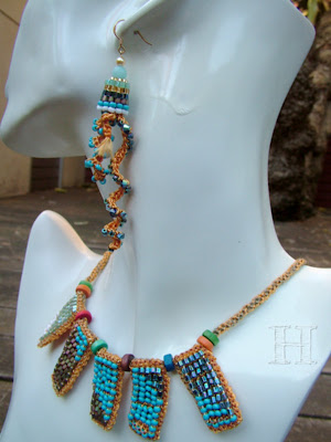 Beaded Crochet Necklace and Earrings - ClearlyHelena