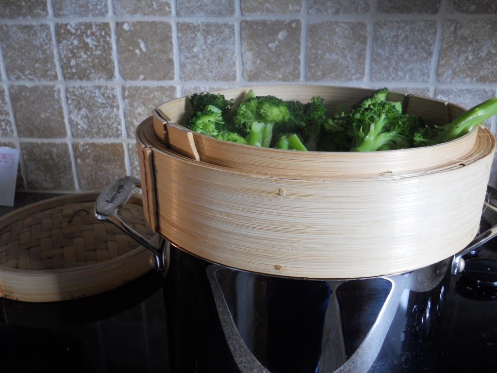 Snacking Squirrel Broccoli Salad and Bamboo Steamer