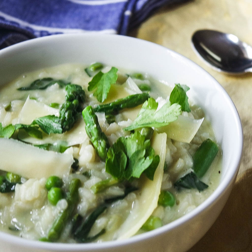 A Table At Robert Ridge Risotto with Asparagus, Spinach, Peas and Parmesan