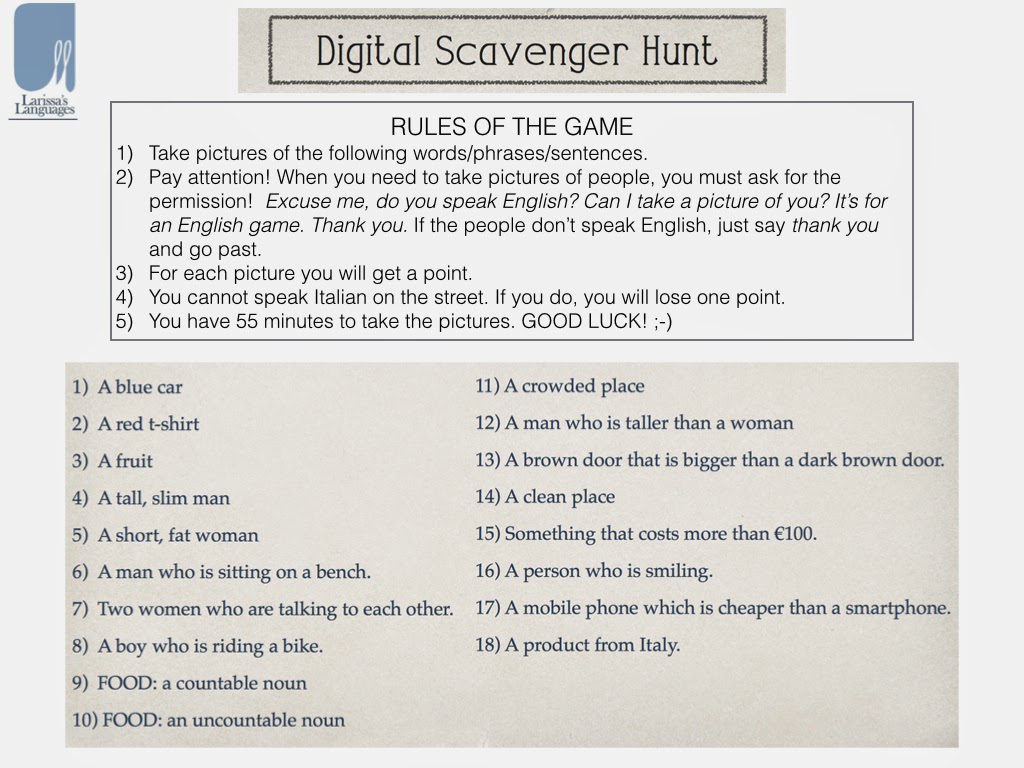 Scavenger Hunt Game Rules