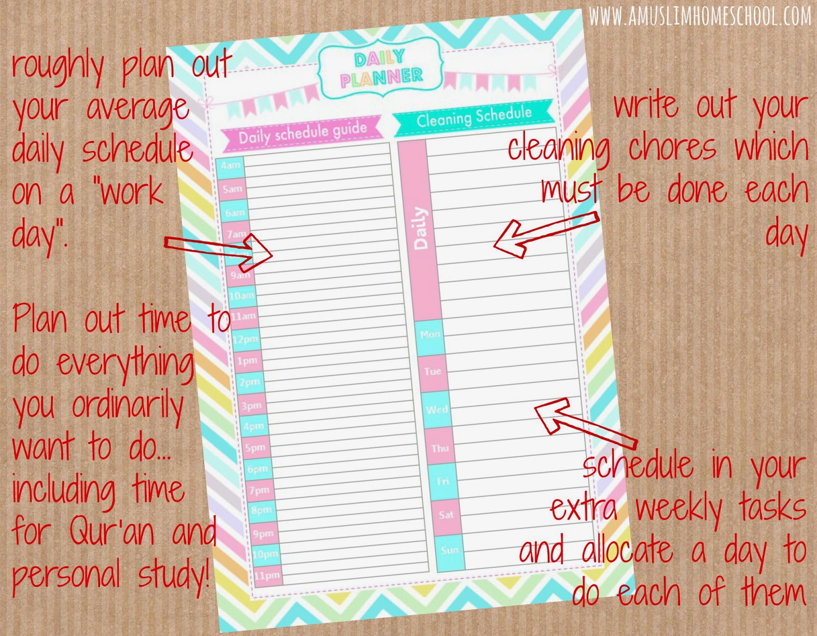 school daily schedule printable